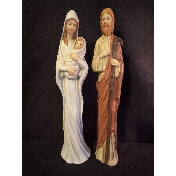 10” Nativity Set Skinny Porcelain Figures 5 Pcs Joseph Mary & Baby 3 Wise Men - Picture 2 of 14